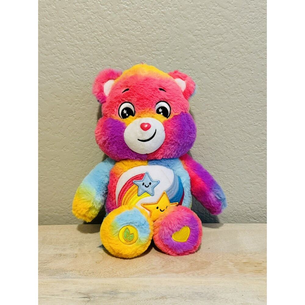 Care Bears 14” Dare To Care Rainbow & Stars Tie Dye Plush Soft & Cuddly Toy